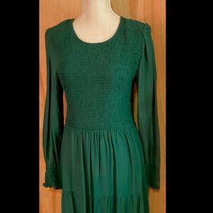 Zesica Dress Womens Size Large Emerald Green Boho Classic Dress - EUC